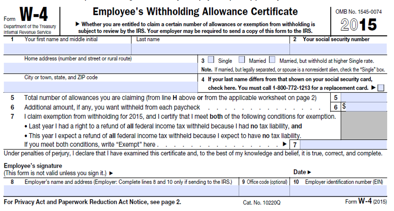 Printable W4 Form