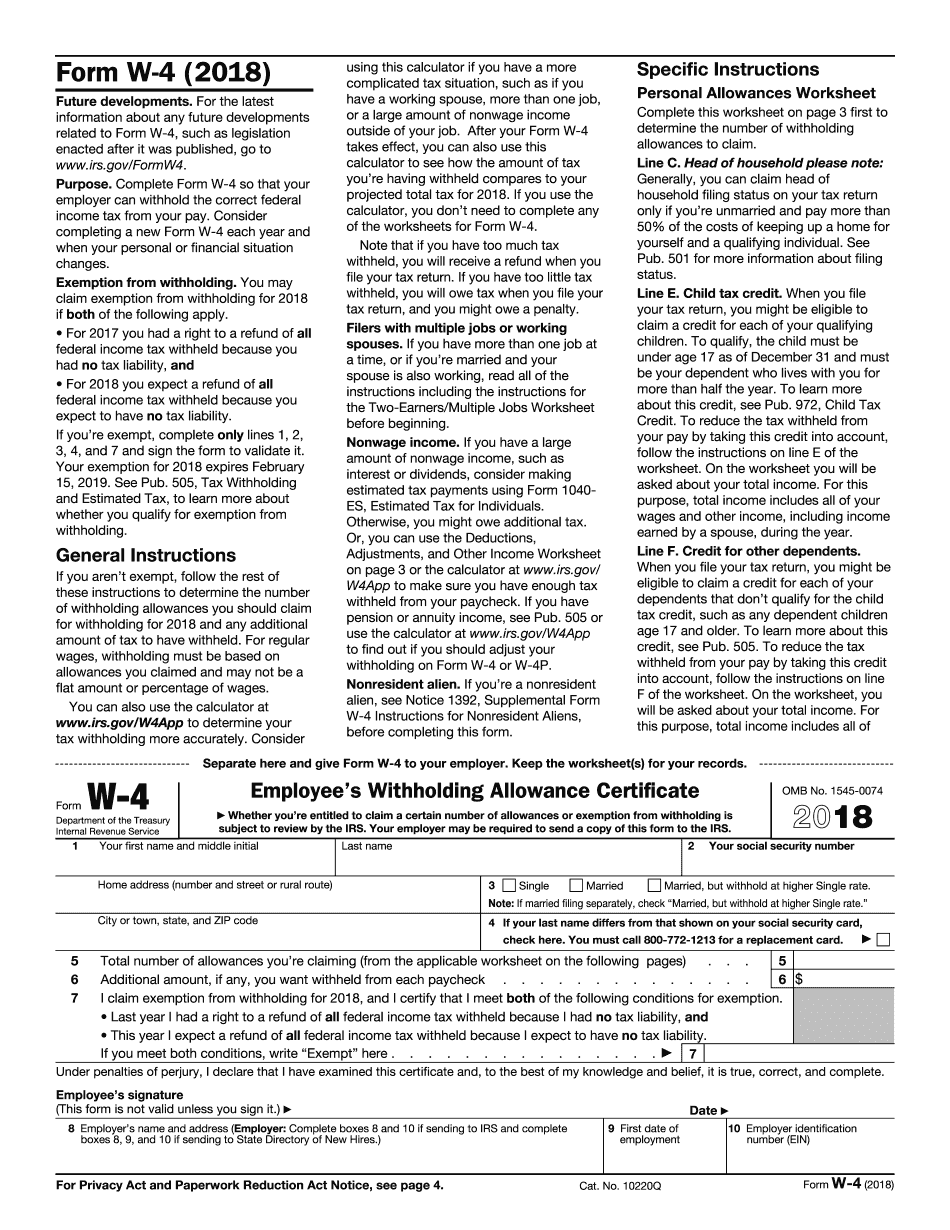 Irs W 4 2024 Form Printable - Elane Kellina