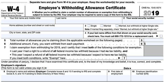 Ca 2020 W 4 Form W4 2020 Form Printable