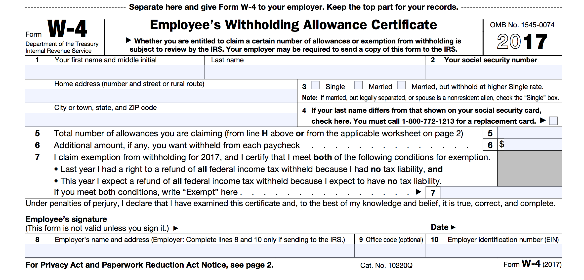 Irs Form W 4V Printable