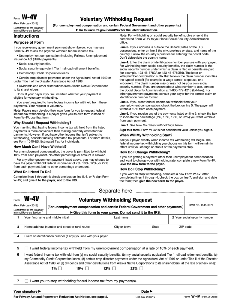 2018 2021 Form IRS W 4V Fill Online Printable Fillable 