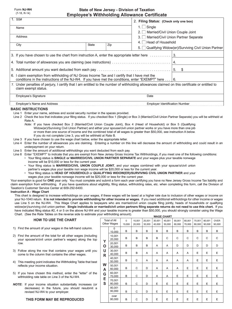 2021 Nj-W4 Printable Form