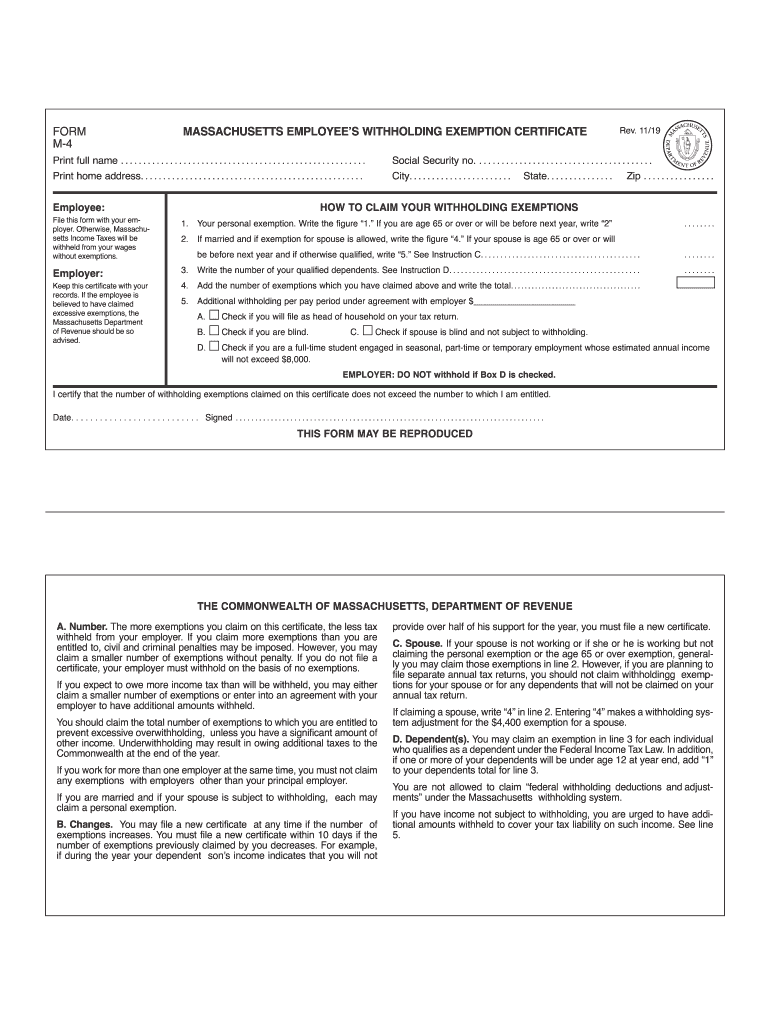 2021 Massachusetts Tax Withholding Form