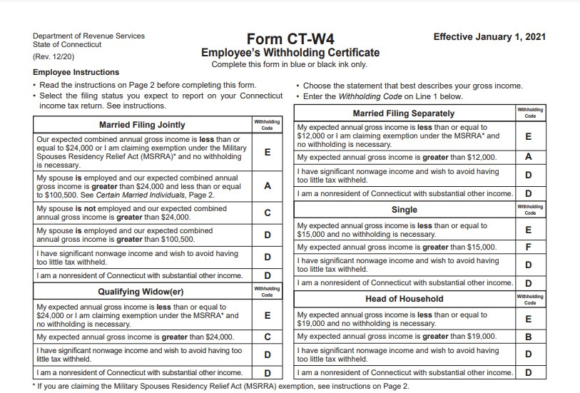 CT W 4 Form 2021 W4 Form 2021 Printable