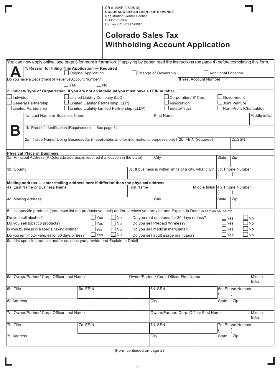 Colorado Withholding Form