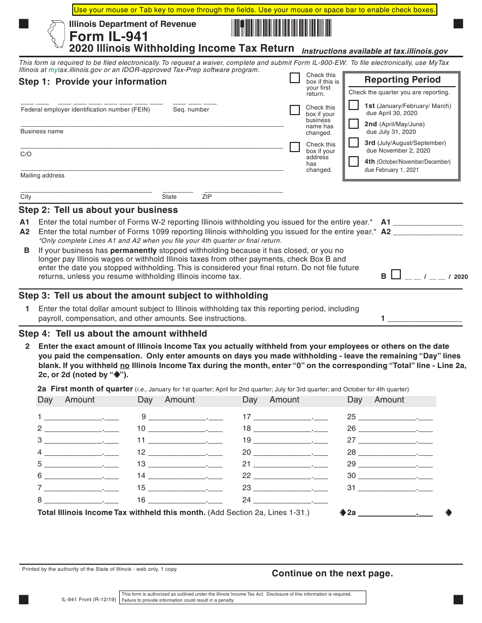 Il 941 Fillable Form Printable Forms Free Online 4266