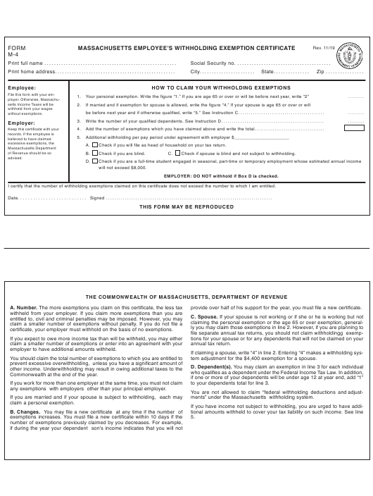 Massachusetts W4 Form 2024 Nelly Yevette