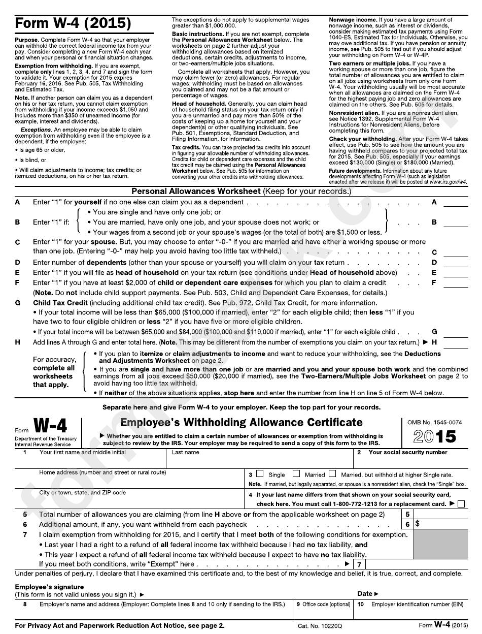 Form W 4 Mn Minnesota Employee Withholding Allowance vrogue.co