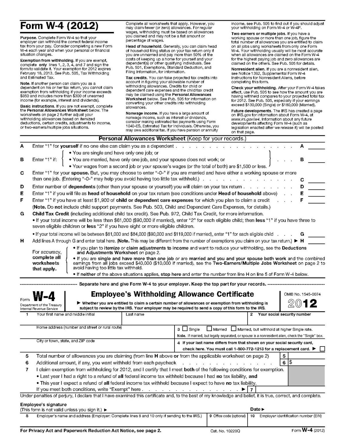 Maryland W 4 Form Printable