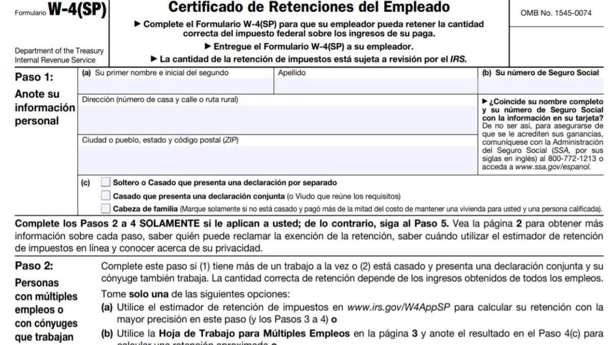 W4 Form 2024 Spanish Worksheet Sally Consuelo