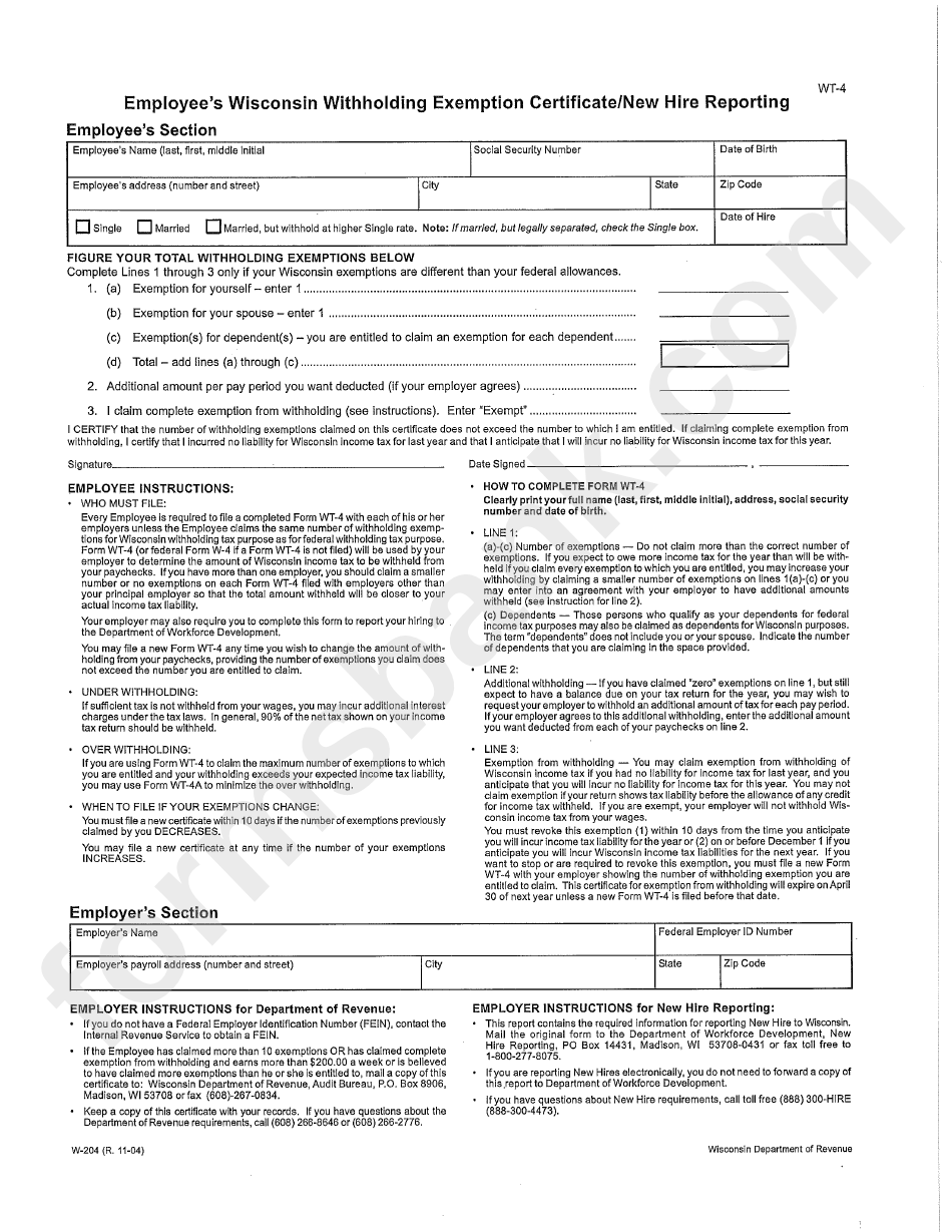 Wisconsin W4 Form 2024 Opal Vivyan 1039