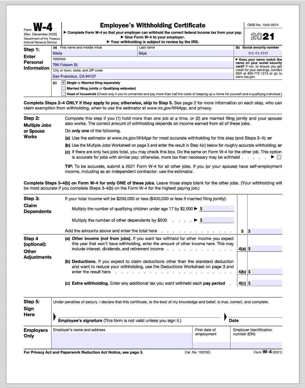 How To Fill Out 2020 2021 IRS Form W 4 PDF Expert