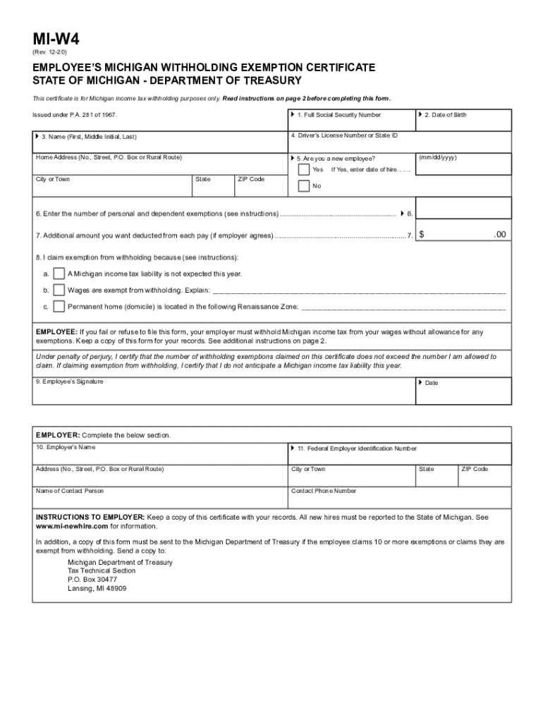 Michigan W4 2021 Form Printable 2022 W4 Form