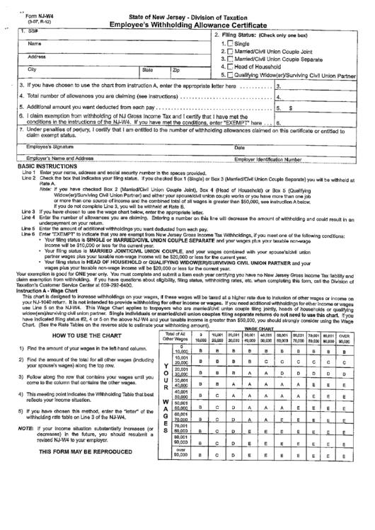 Nj State Tax Withholding Form