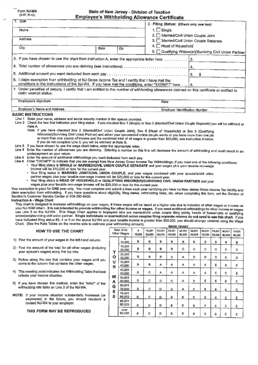 Nj State Tax Withholding Form 2022 W4 Form