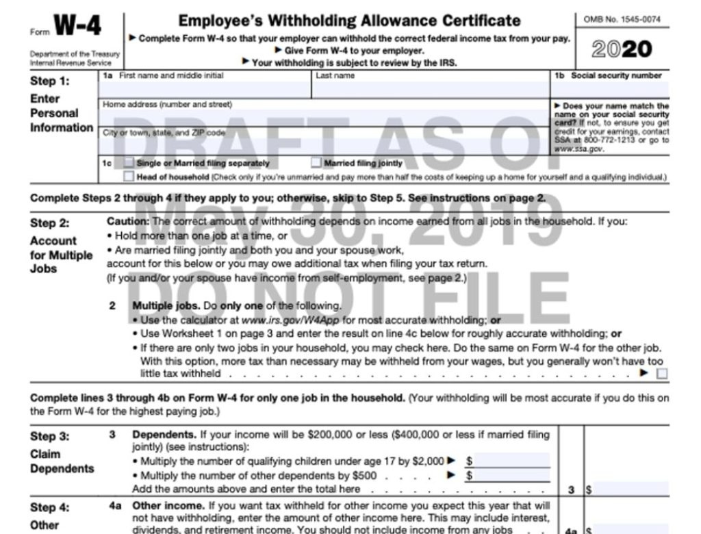 Blank W 4 Form 2021 Printable 2022 W4 Form 5335