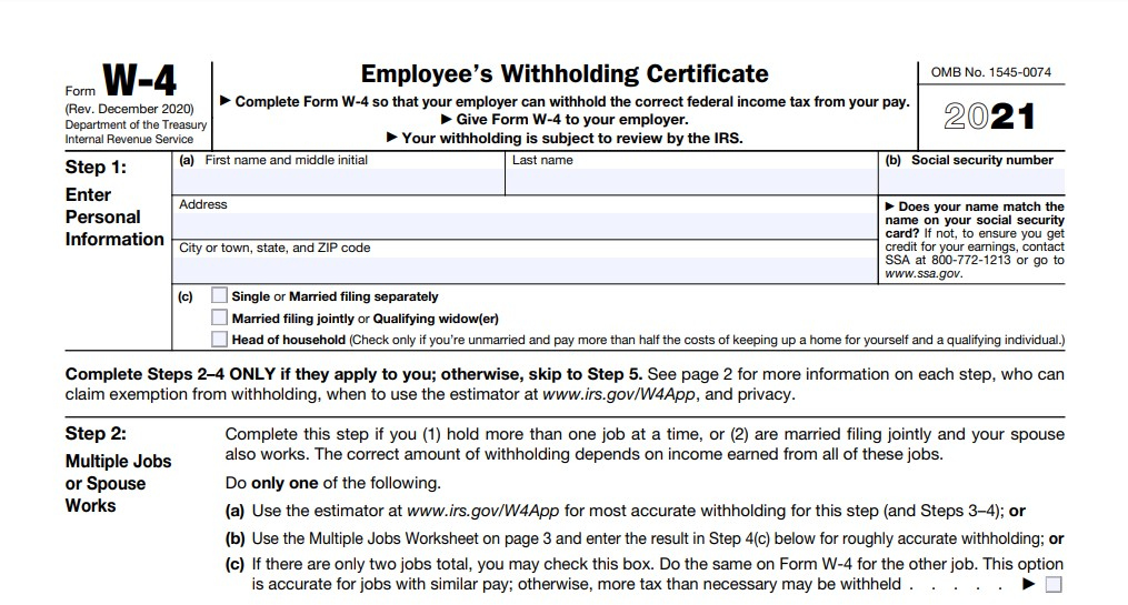 2021 W4 Form Printable Oregon 2022 W4 Form