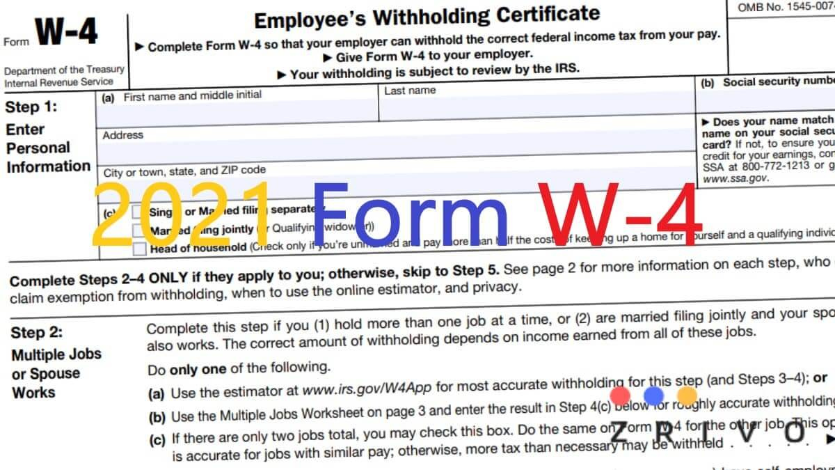 Printable W 4 Forms Employee 2021