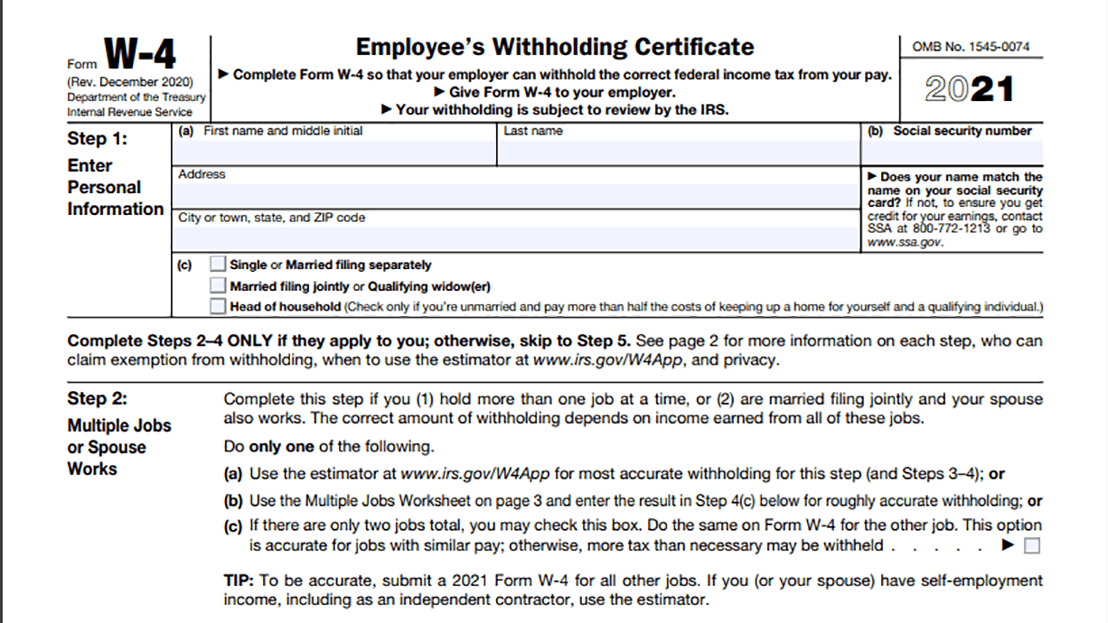 Irs Form W4 V 2021 W4 Form 2021