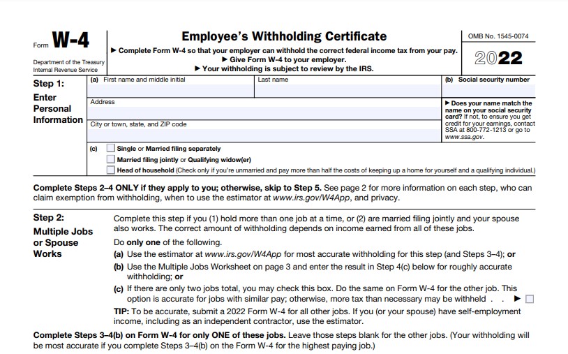 Printable W 4 Form 2022 W4 Form 2022 Printable 2917