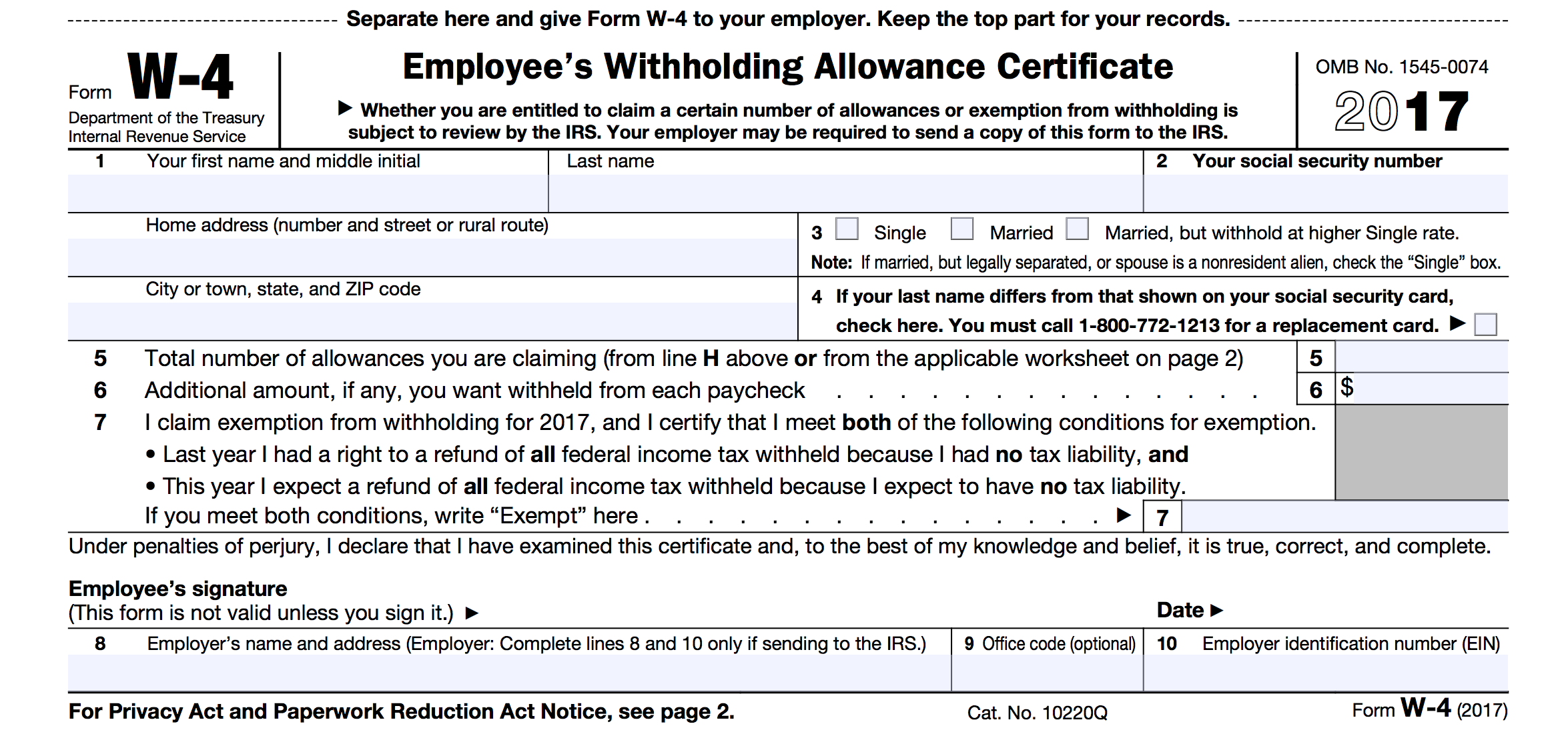 IRS 2022 W4 Form
