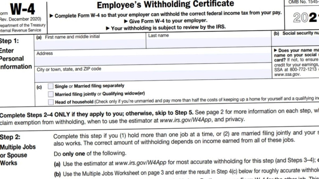 Printable W-4 Form For 2022